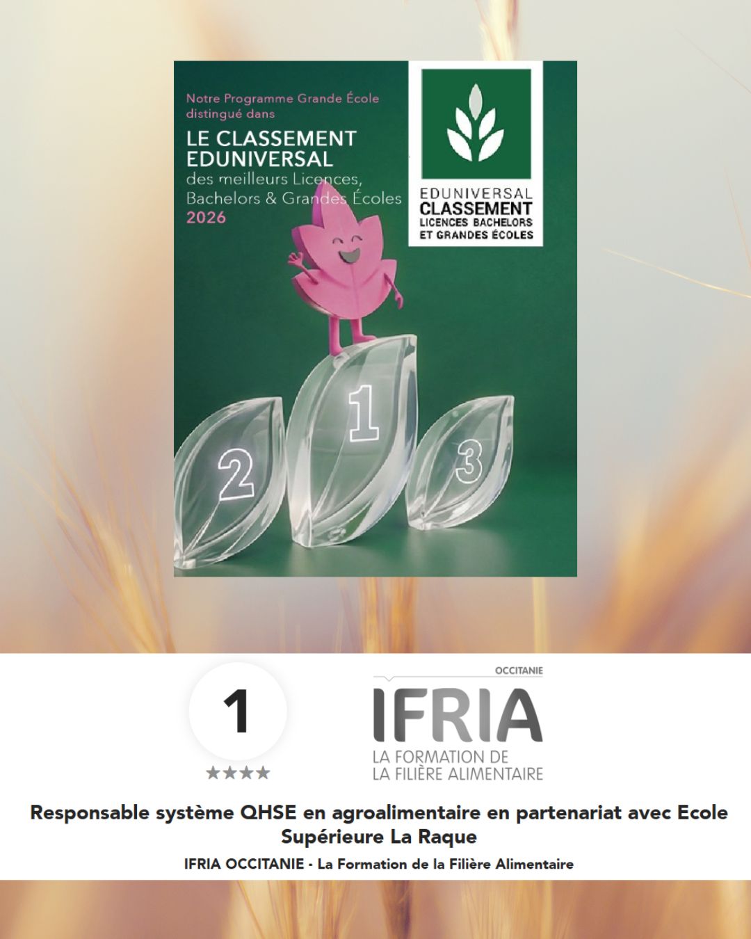 Titres bac +3 et bac +5 en agroalimentaire : une belle reconnaissance pour notre établissement !